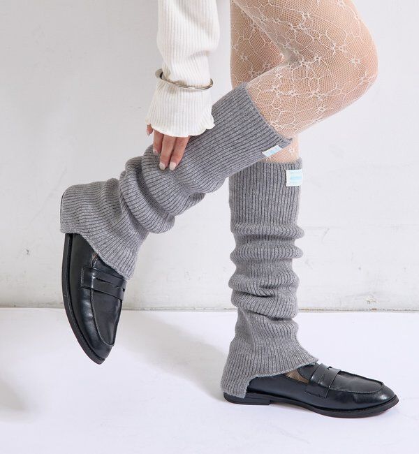  「ニットレッグウォーマー」|ソックス|グレー