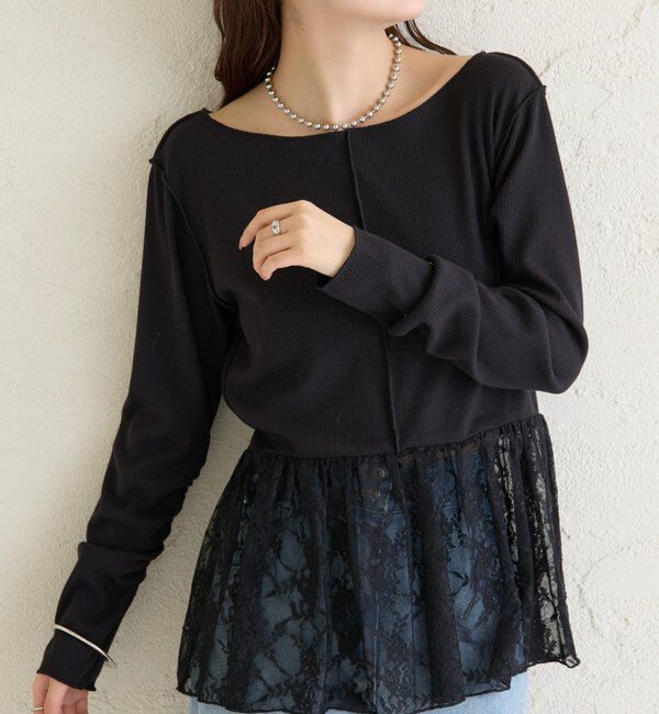  「レースペプラムリブロンT」|Tシャツ・カットソー|