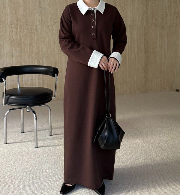  「【低身長サイズあり】〈C.L〉バイカラーポロカットワンピース」|ワンピース|