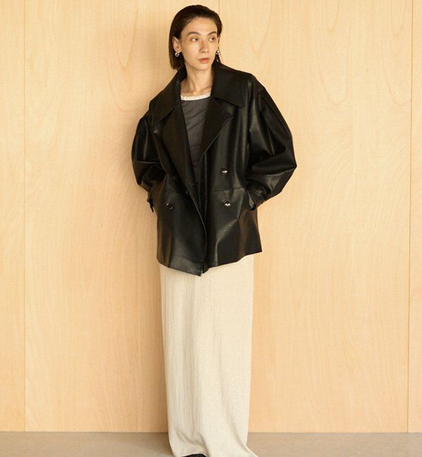  「【サイズ展開あり】レザーミドルコート」|その他|