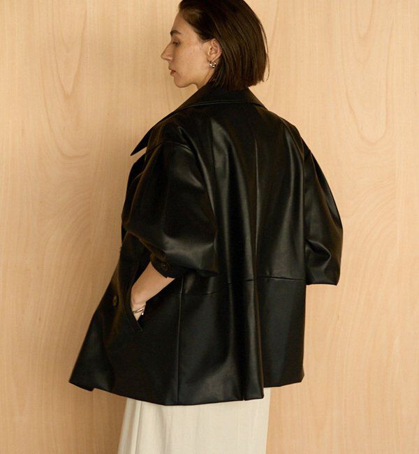  「【サイズ展開あり】レザーミドルコート」|その他|