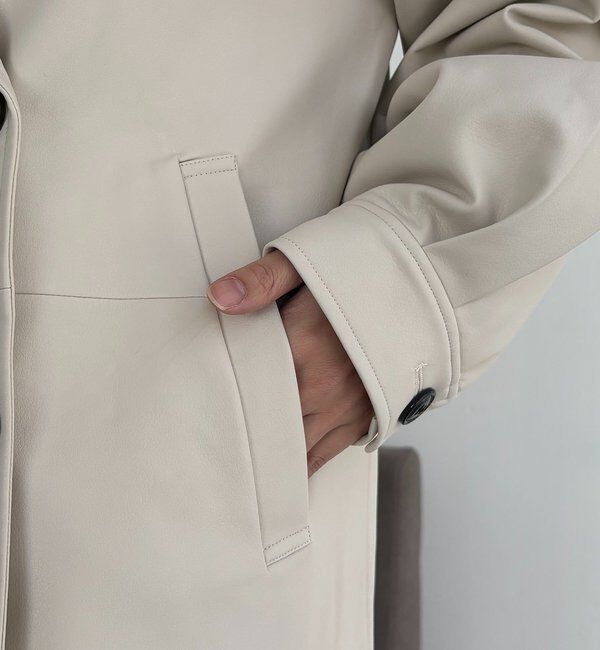  「【サイズ展開あり】レザーミドルコート」|その他|