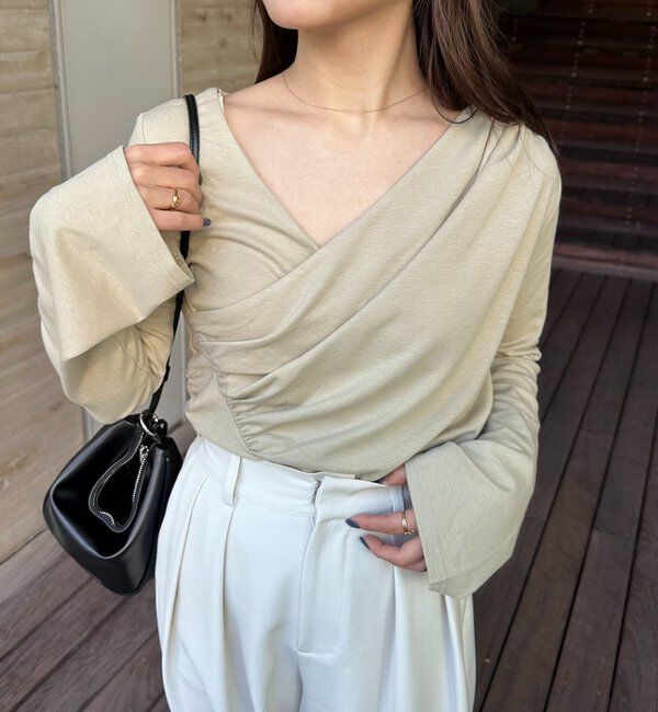  「ドレープアシメネックTシャツ」|Tシャツ・カットソー|