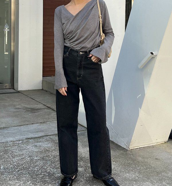  「ドレープアシメネックTシャツ」|Tシャツ・カットソー|