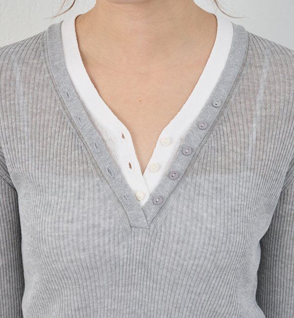  「【26SS予約】ヘンリーネックレイヤードニット」|ニット・セーター|
