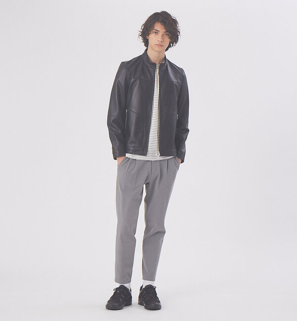 ABAHOUSE「ラムレザー スタンドカラー ブルゾン」|ブルゾン・スタジャン|