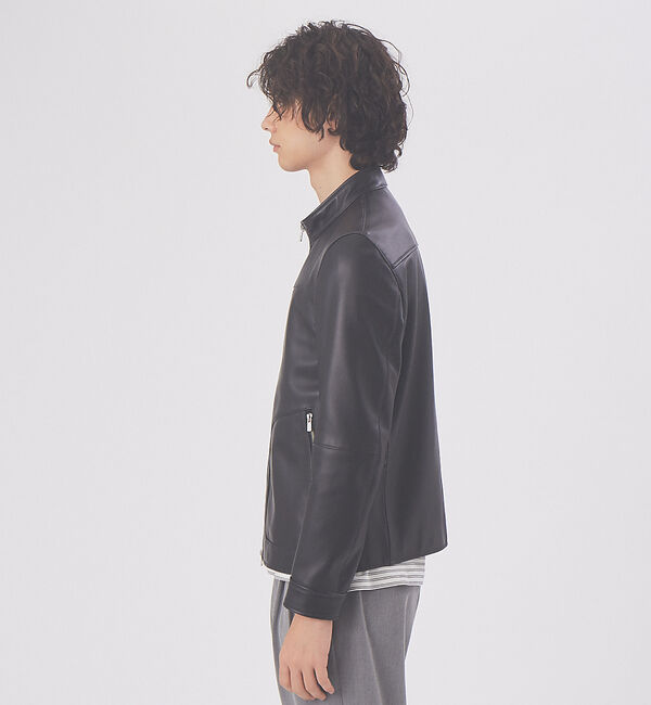ABAHOUSE「ラムレザー スタンドカラー ブルゾン」|ブルゾン・スタジャン|