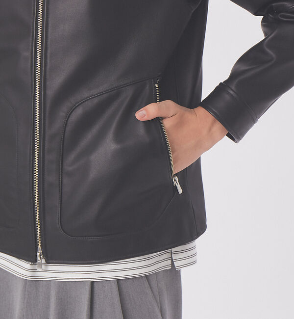 ABAHOUSE「ラムレザー スタンドカラー ブルゾン」|ブルゾン・スタジャン|