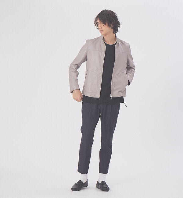 ABAHOUSE「ラムレザー スタンドカラー ブルゾン」|ブルゾン・スタジャン|