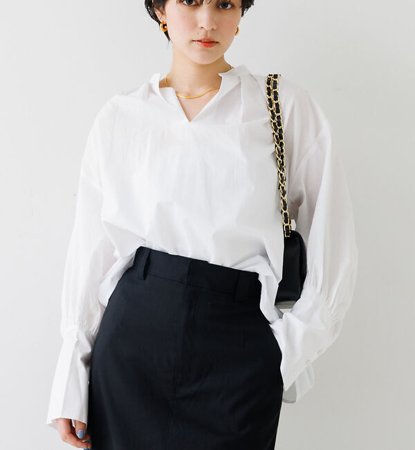 Rouge vif「【一部店舗限定】スリーブデザインスキッパーブラウス」|シャツ・ブラウス|ホワイト