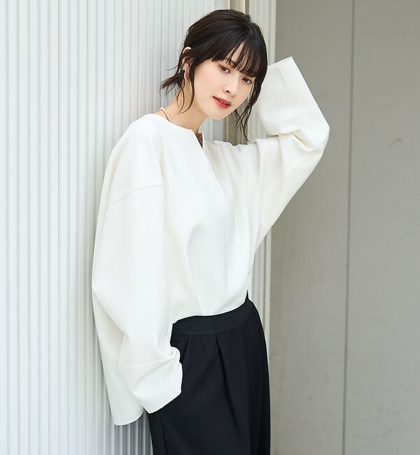 Rouge vif「ダブルフェイスプルオーバーブラウス【予約】」|シャツ・ブラウス|ホワイト