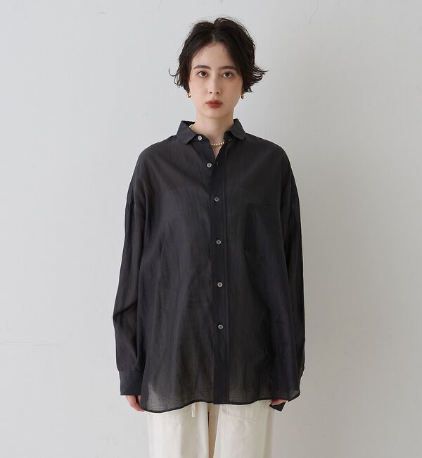 Rouge vif「【TICCA/ティッカ】コットンシルクスクエアビッグシャツuni【予約】」|シャツ・ブラウス|