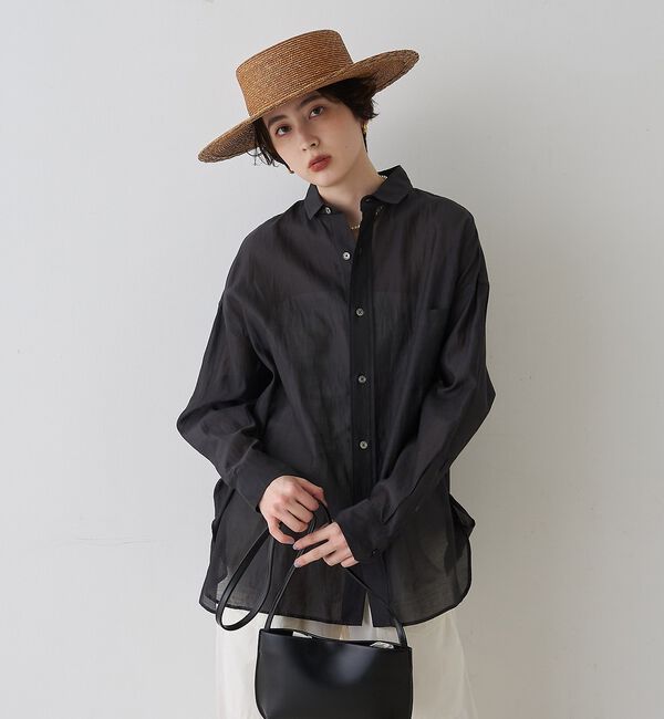 Rouge vif「【TICCA/ティッカ】コットンシルクスクエアビッグシャツuni【予約】」|シャツ・ブラウス|