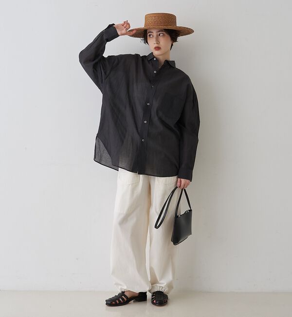 Rouge vif「【TICCA/ティッカ】コットンシルクスクエアビッグシャツuni【予約】」|シャツ・ブラウス|