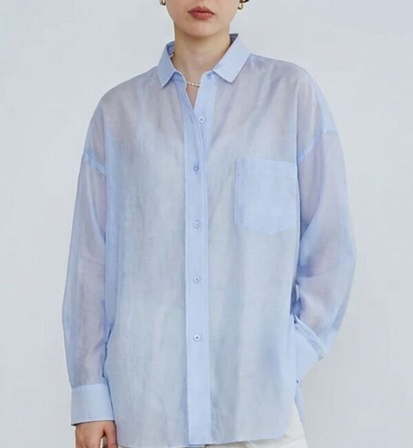 Rouge vif「【TICCA/ティッカ】コットンシルクスクエアビッグシャツuni【予約】」|シャツ・ブラウス|