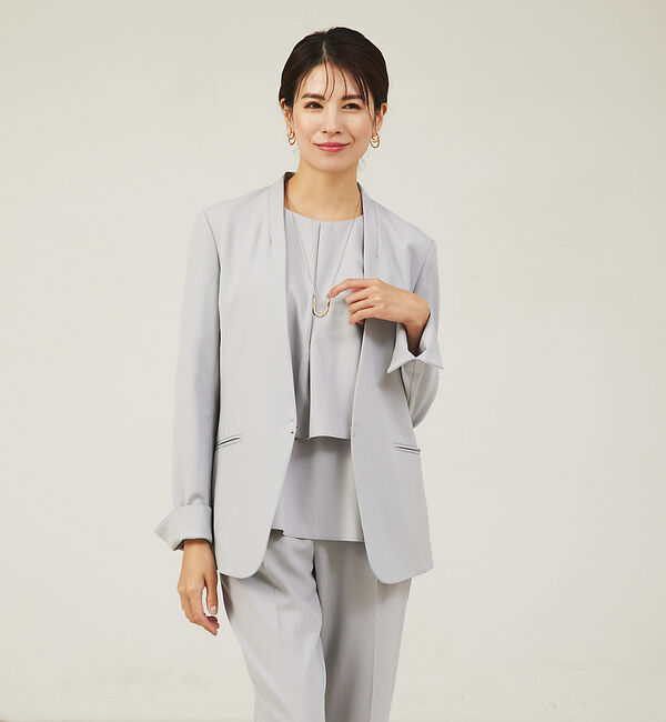 abahouse mavie「【エニデイカセット】ノーカラージャケット＆バックフレアパンツセットアップ」|スーツ|