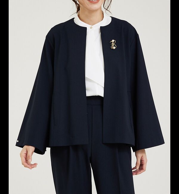 abahouse mavie「【WEB Domani掲載】【セットアップ対応/エニデイカセット】ノーカラーボレ」|ノーカラージャケット|ダークネイビー