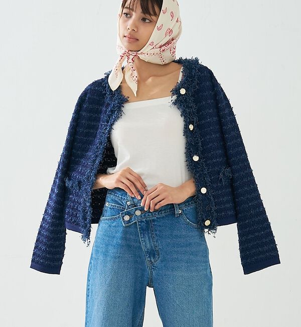 abahouse mavie「ツィードニットジャケット」|カーディガン|