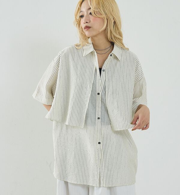 NOMINE「ロングヨーク ハーフスリーブ/半袖 シャツ【予約】」|シャツ・ブラウス|ホワイト