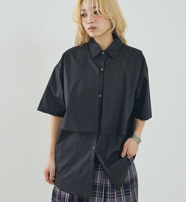 NOMINE「ロングヨーク ハーフスリーブ/半袖 シャツ【予約】」|シャツ・ブラウス|ブラック