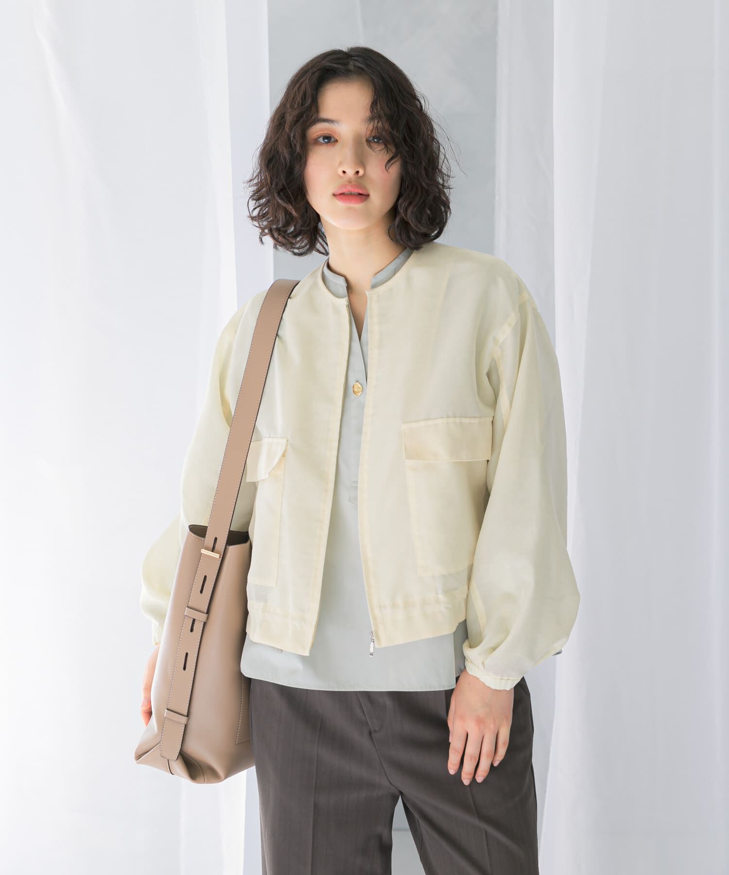 URBAN RESEARCH ROSSO「オーガンジーシアーブルゾン」|ブルゾン・スタジャン|