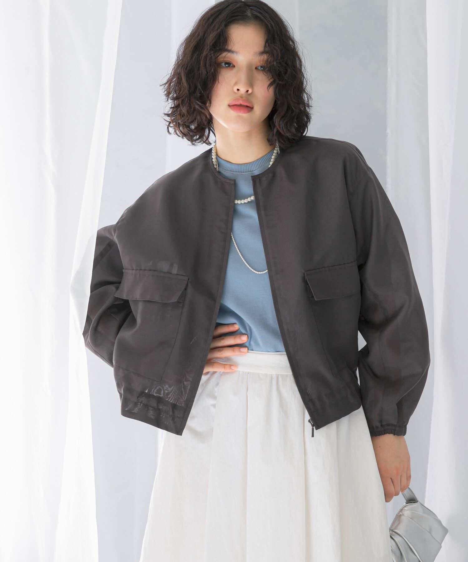 URBAN RESEARCH ROSSO「オーガンジーシアーブルゾン」|ブルゾン・スタジャン|