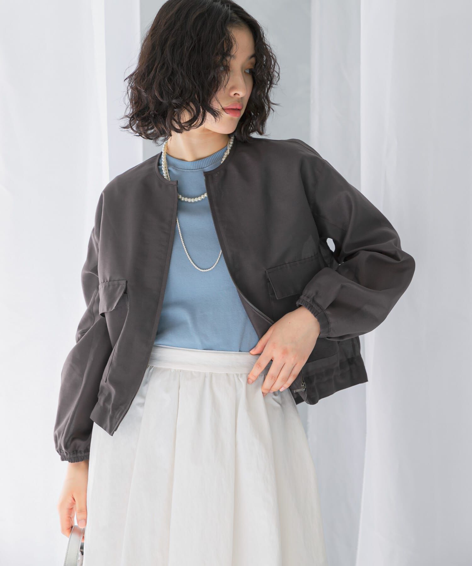 URBAN RESEARCH ROSSO「オーガンジーシアーブルゾン」|ブルゾン・スタジャン|