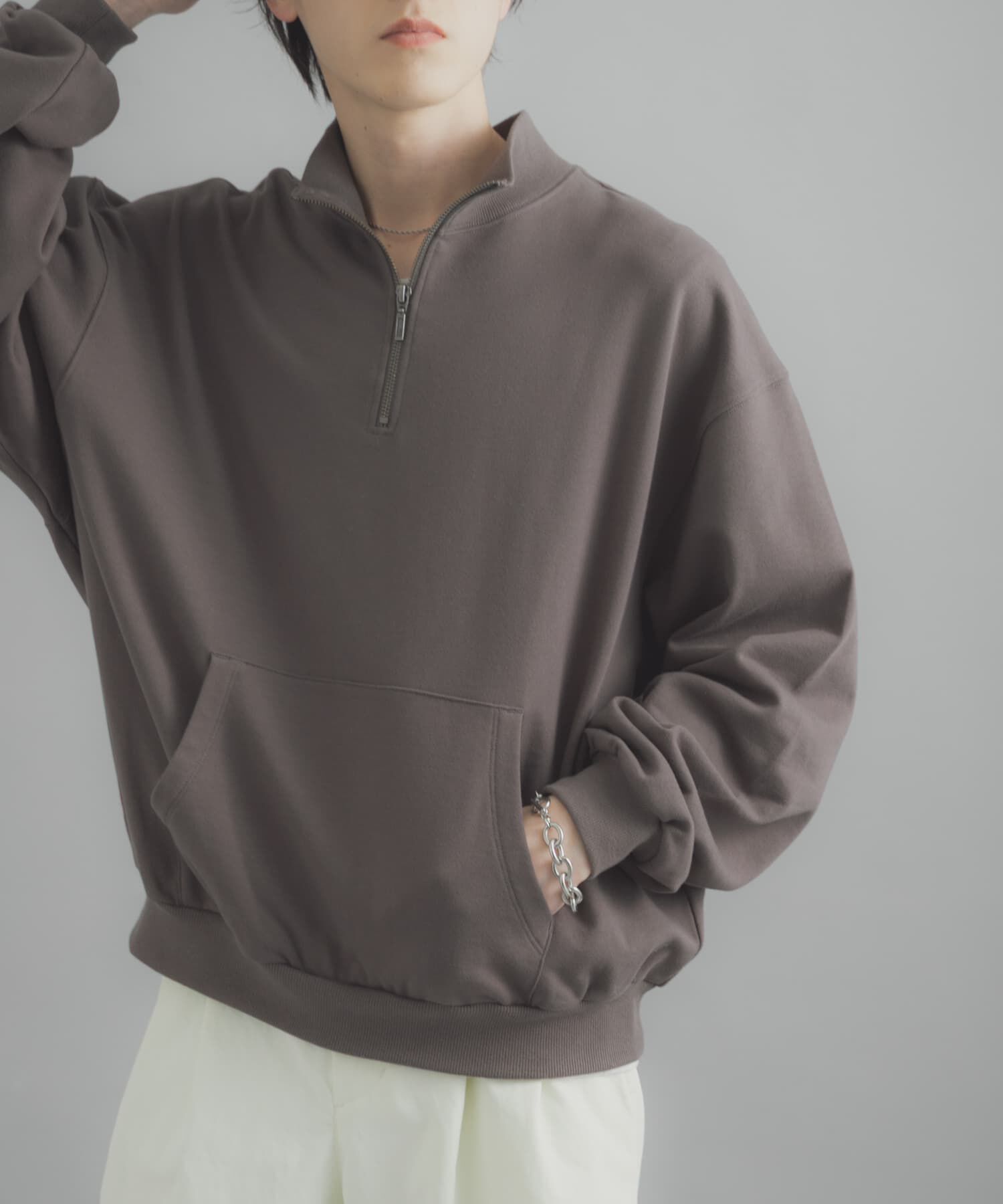 SENSE OF PLACE by URBAN RESEARCH「『洗濯可/撥水/防花粉』SKIN Proofハーフジップスウェット」|スウェット・ジャージ|ブラウン