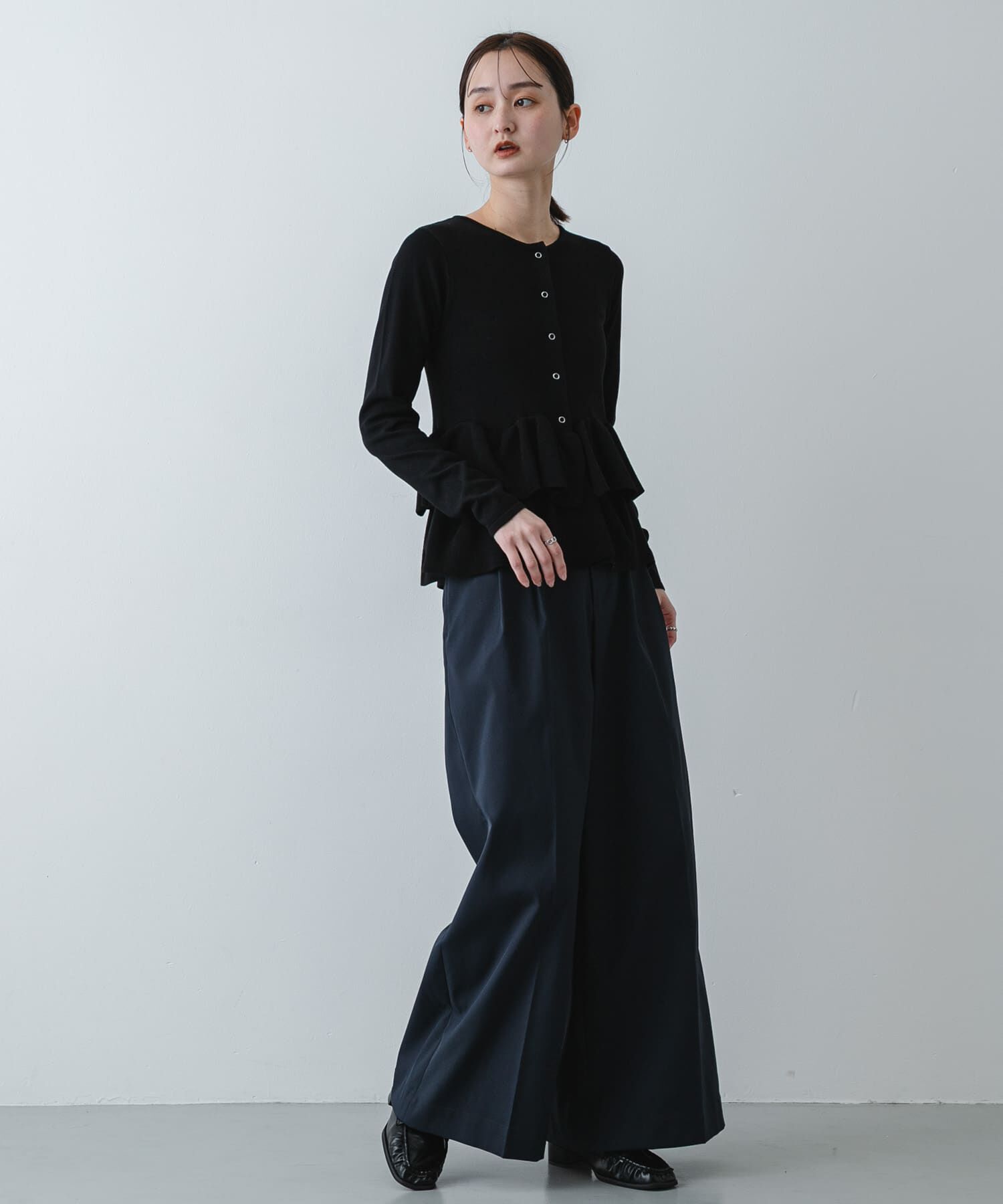 SENSE OF PLACE by URBAN RESEARCH「『洗濯可』ウェーブペプラムニットカーディガン」|カーディガン|