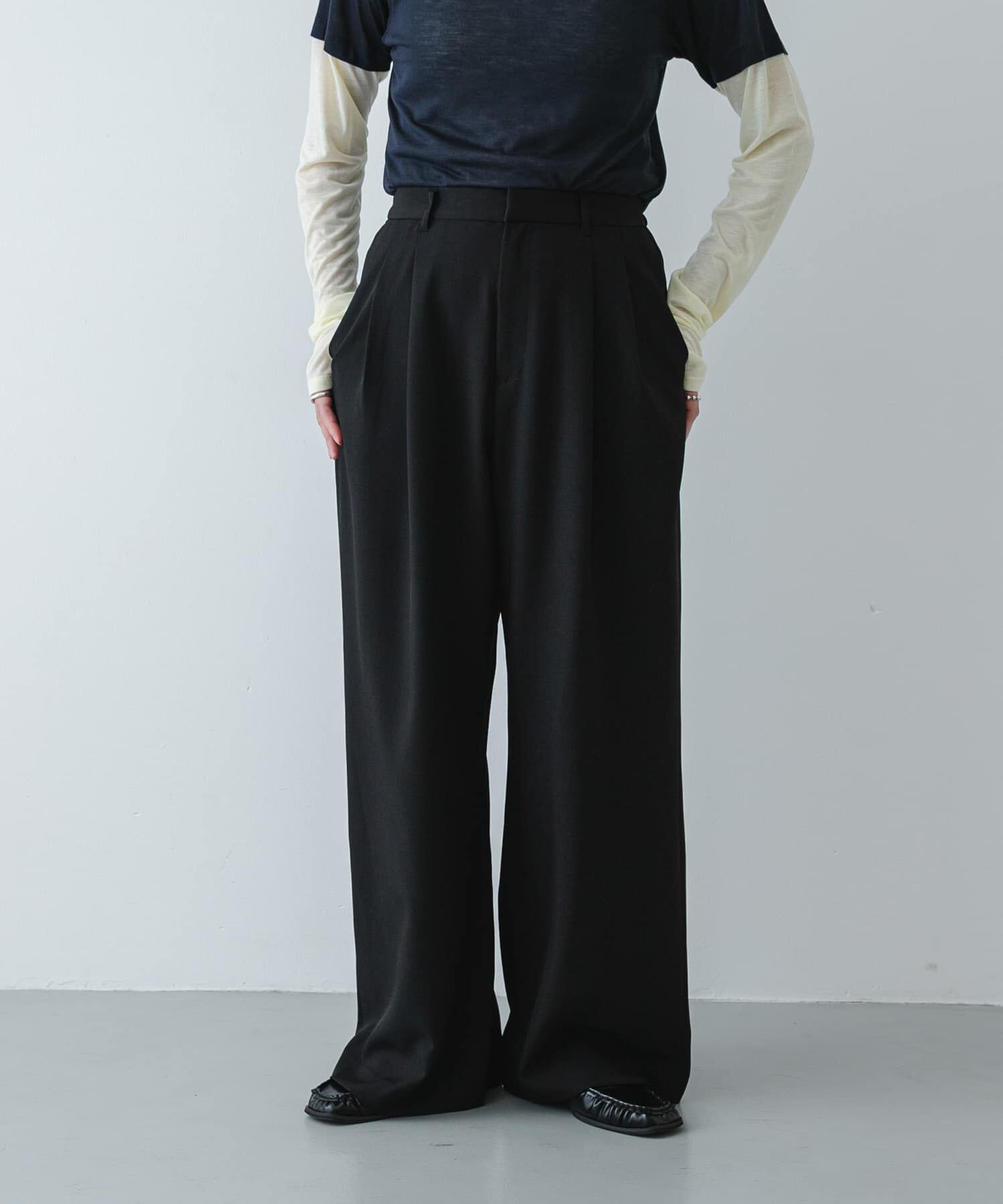 SENSE OF PLACE by URBAN RESEARCH「『イージーケア/速乾/UVカット/接触冷感』ツータックルーズスラックス」|その他|ブラック