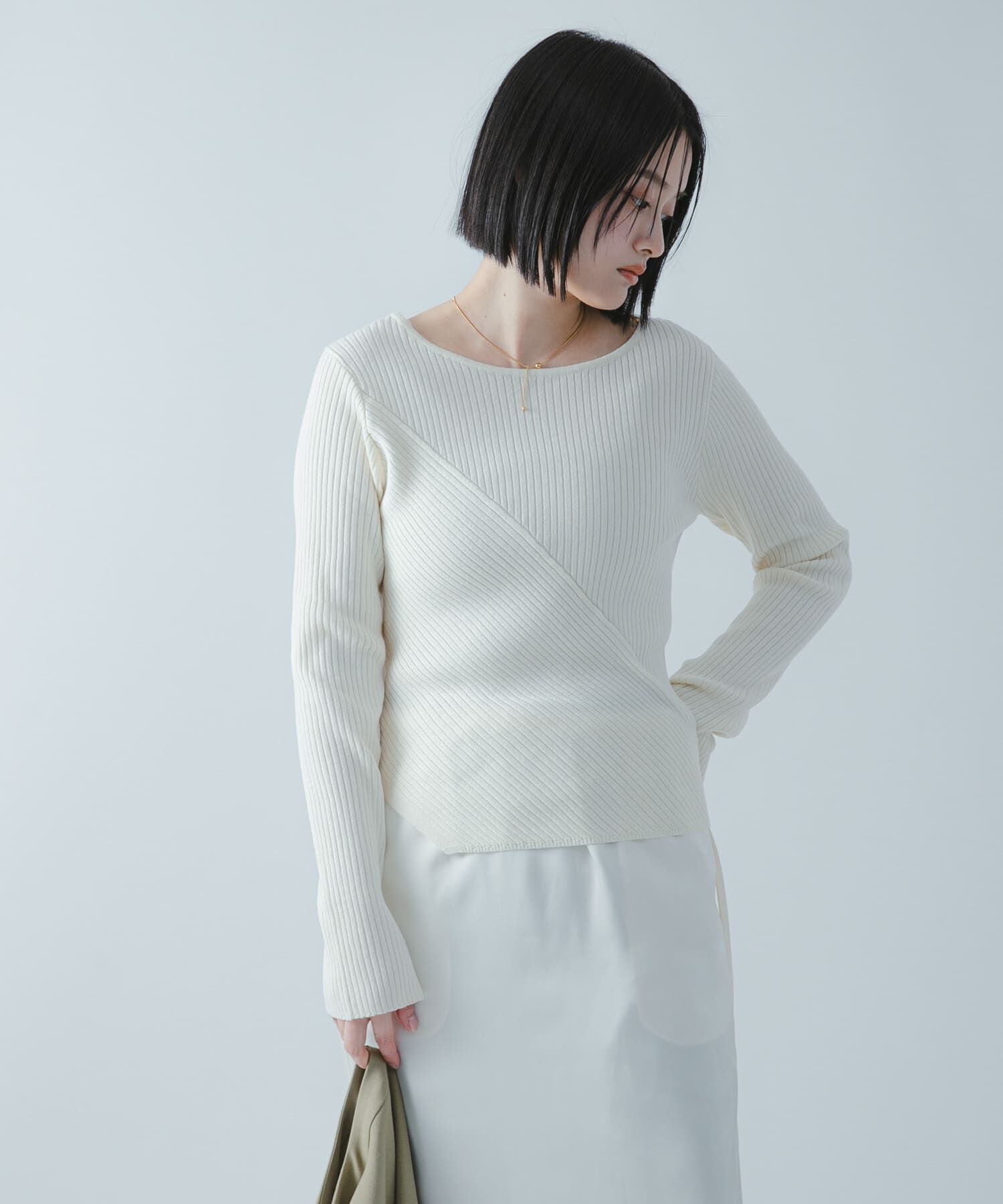 SENSE OF PLACE by URBAN RESEARCH「『洗濯可/防花粉』SKINProofアシメヘムボートネックセーター」|ニット・セーター|