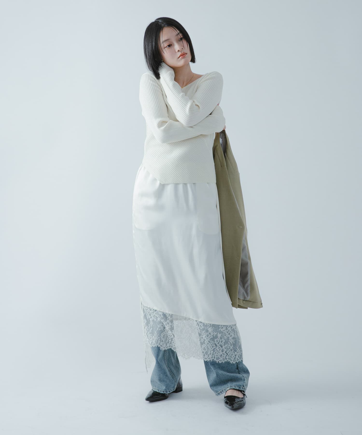 SENSE OF PLACE by URBAN RESEARCH「『洗濯可/防花粉』SKINProofアシメヘムボートネックセーター」|ニット・セーター|