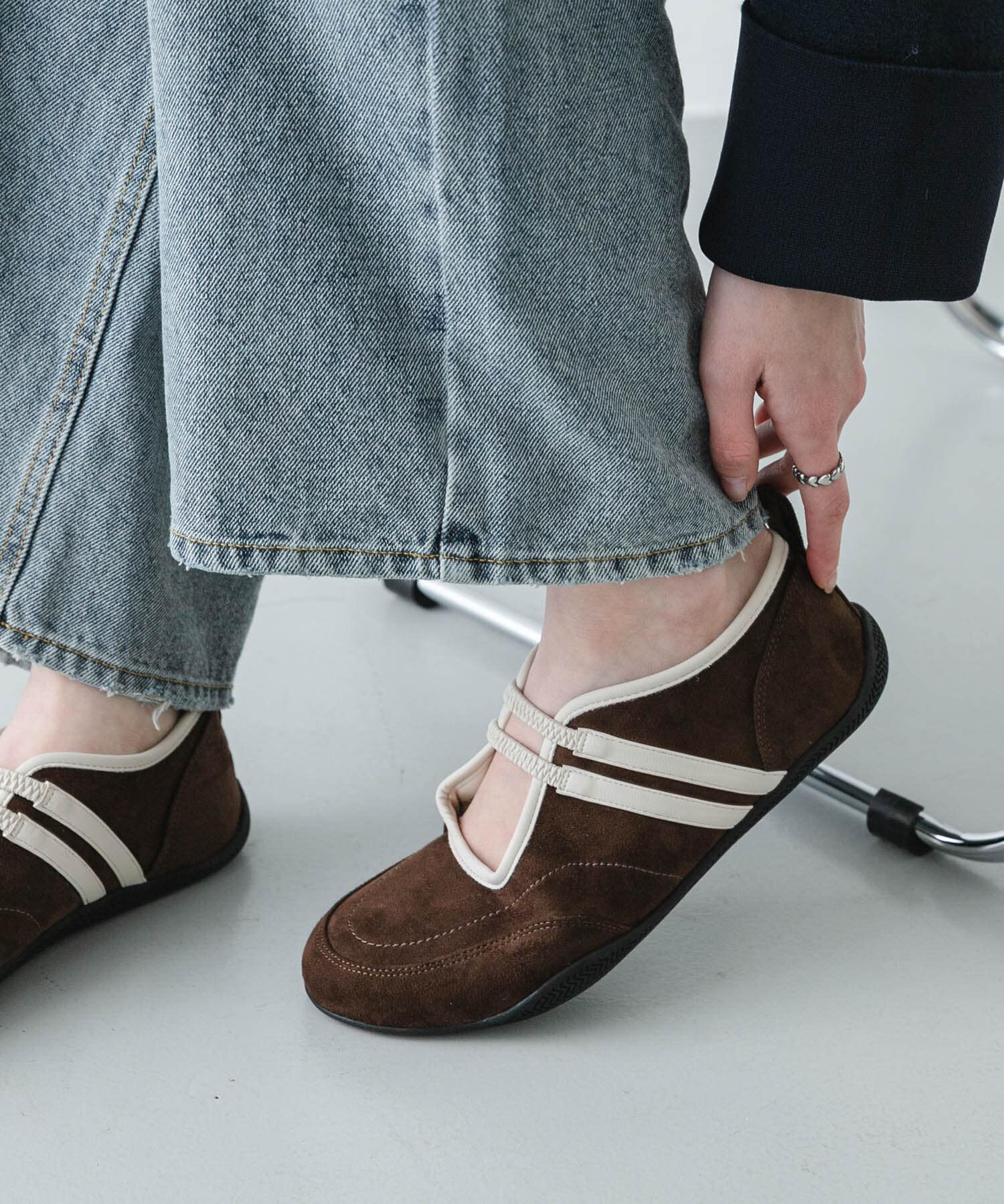 SENSE OF PLACE by URBAN RESEARCH「フラットソールバレエスニーカー」|バレエシューズ|ブラウン