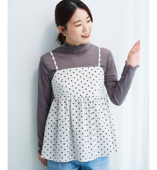 le.coeur blanc「《WEB限定アイテム》サッカードットキャミブラウス」|キャミソール|