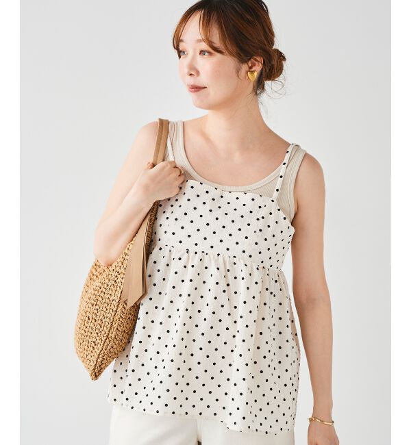 le.coeur blanc「《WEB限定アイテム》サッカードットキャミブラウス」|キャミソール|
