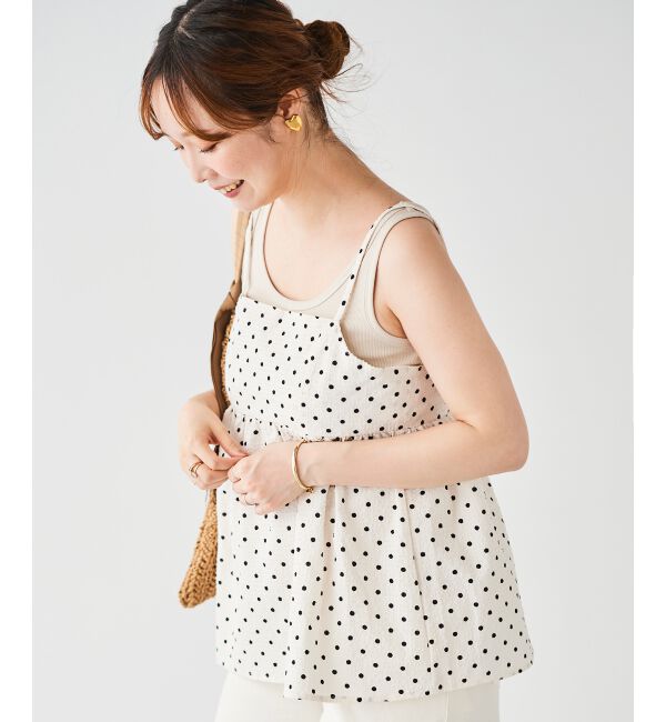le.coeur blanc「《WEB限定アイテム》サッカードットキャミブラウス」|キャミソール|