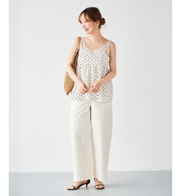 le.coeur blanc「《WEB限定アイテム》サッカードットキャミブラウス」|キャミソール|