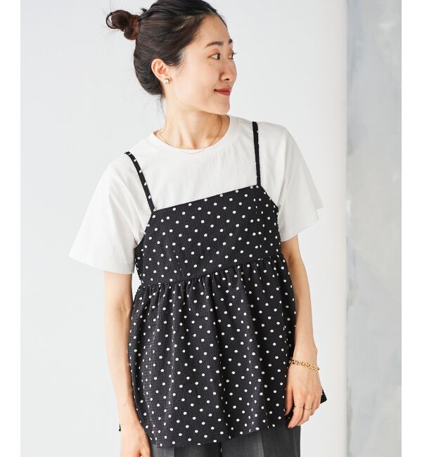 le.coeur blanc「《WEB限定アイテム》サッカードットキャミブラウス」|キャミソール|
