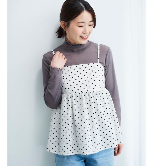 le.coeur blanc「《WEB限定アイテム》サッカードットキャミブラウス」|キャミソール|