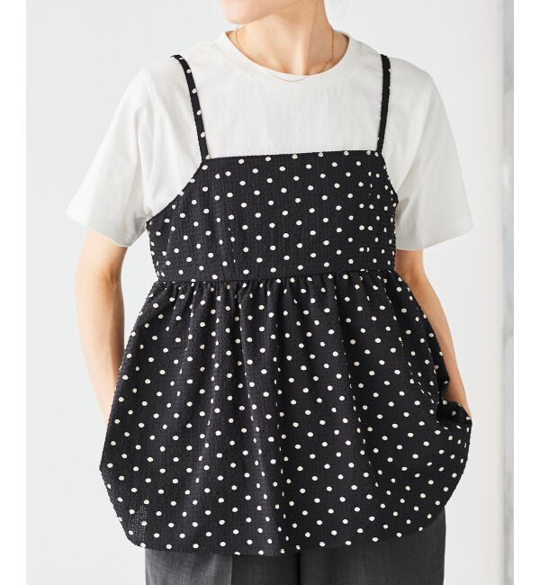 le.coeur blanc「《WEB限定アイテム》サッカードットキャミブラウス」|キャミソール|