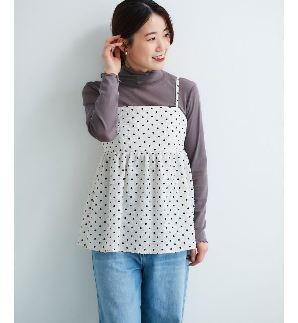 le.coeur blanc「《WEB限定アイテム》サッカードットキャミブラウス」|キャミソール|