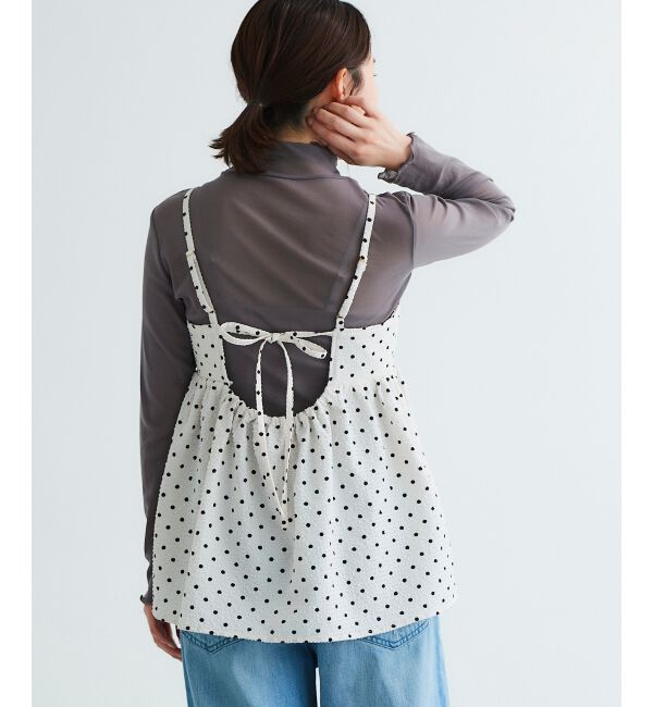 le.coeur blanc「《WEB限定アイテム》サッカードットキャミブラウス」|キャミソール|