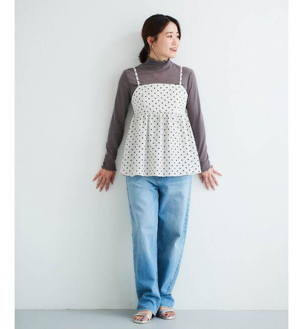 le.coeur blanc「《WEB限定アイテム》サッカードットキャミブラウス」|キャミソール|