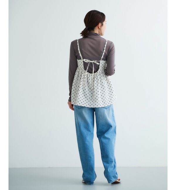 le.coeur blanc「《WEB限定アイテム》サッカードットキャミブラウス」|キャミソール|