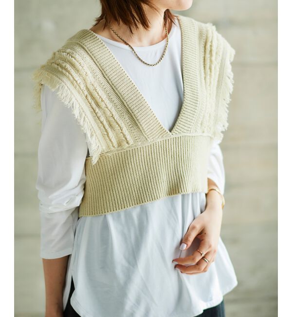 le.coeur blanc「TORRAZZO DONNAフリンジニットビスチェ」|キャミソール|