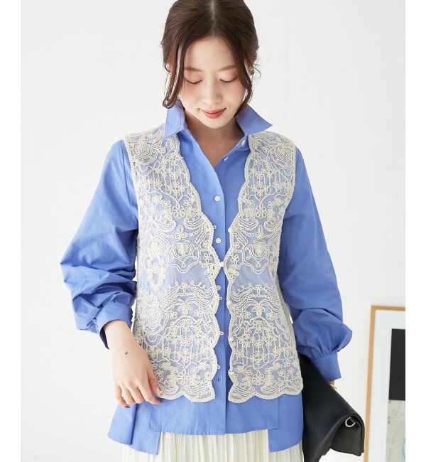 le.coeur blanc「《手洗い可能》TORRAZZO DONNAメッシュレースベスト」|ベスト・ジレ|