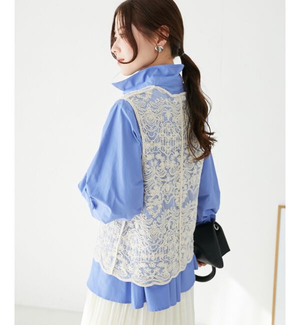 le.coeur blanc「《手洗い可能》TORRAZZO DONNAメッシュレースベスト」|ベスト・ジレ|