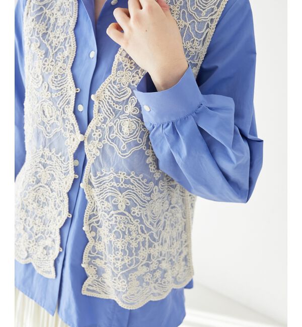le.coeur blanc「《手洗い可能》TORRAZZO DONNAメッシュレースベスト」|ベスト・ジレ|