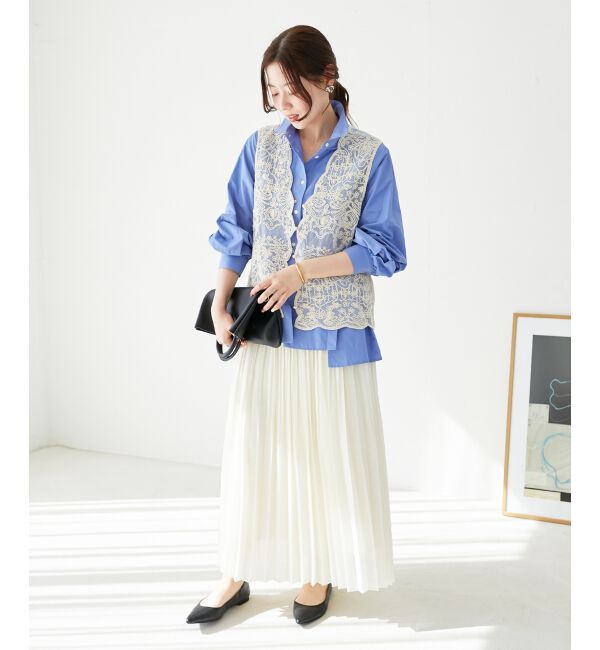 le.coeur blanc「《手洗い可能》TORRAZZO DONNAメッシュレースベスト」|ベスト・ジレ|