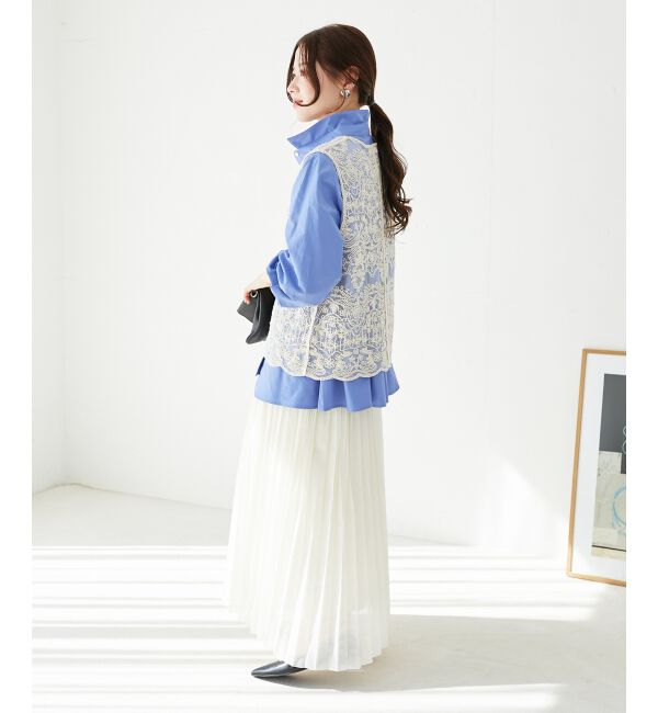 le.coeur blanc「《手洗い可能》TORRAZZO DONNAメッシュレースベスト」|ベスト・ジレ|